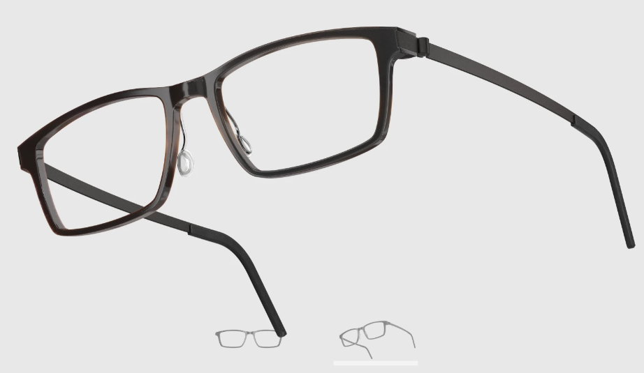 Lindberg Wood and Buffalo Titanium Rectangular Eyeglasses