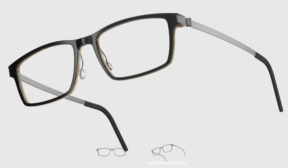 Lindberg Wood and Buffalo Titanium Rectangular Eyeglasses