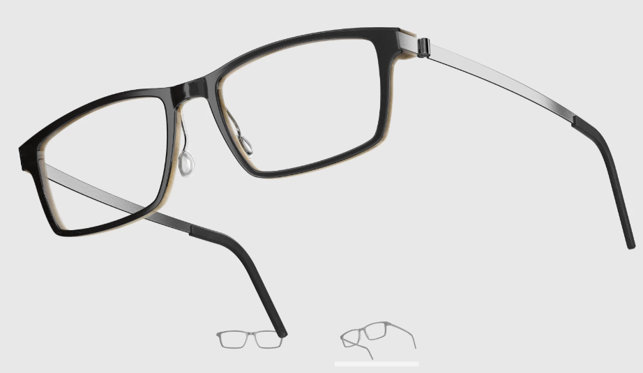 Lindberg Wood and Buffalo Titanium Rectangular Eyeglasses