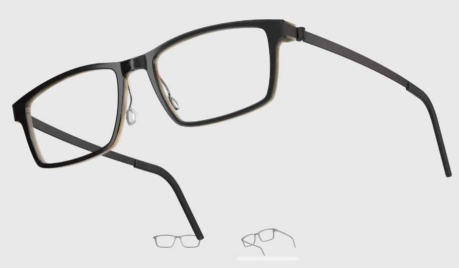 Lindberg Wood and Buffalo Titanium Rectangular Eyeglasses