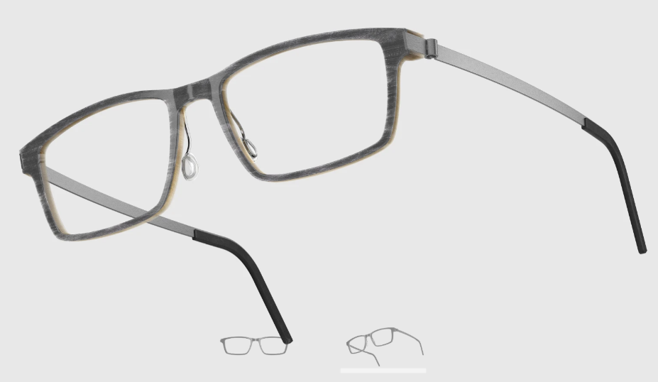 Lindberg Wood and Buffalo Titanium Rectangular Eyeglasses