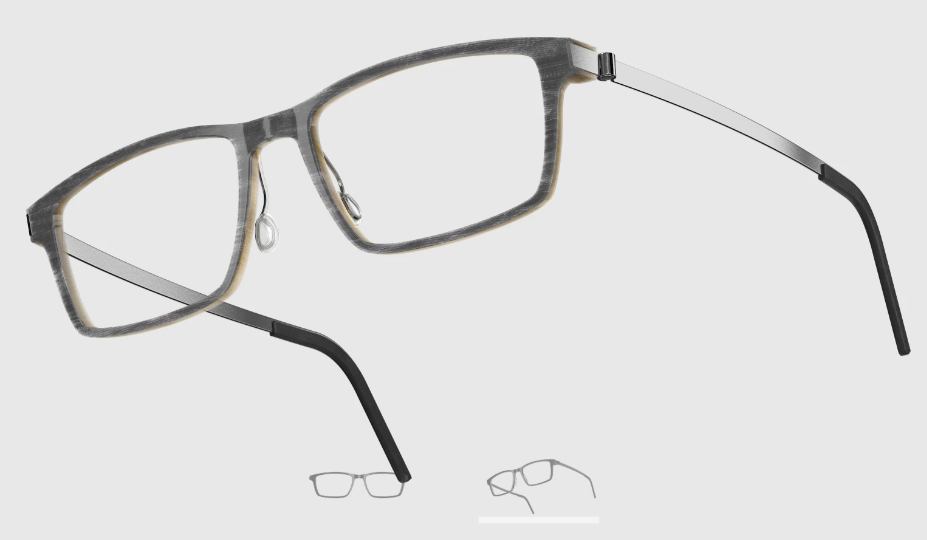 Lindberg Wood and Buffalo Titanium Rectangular Eyeglasses