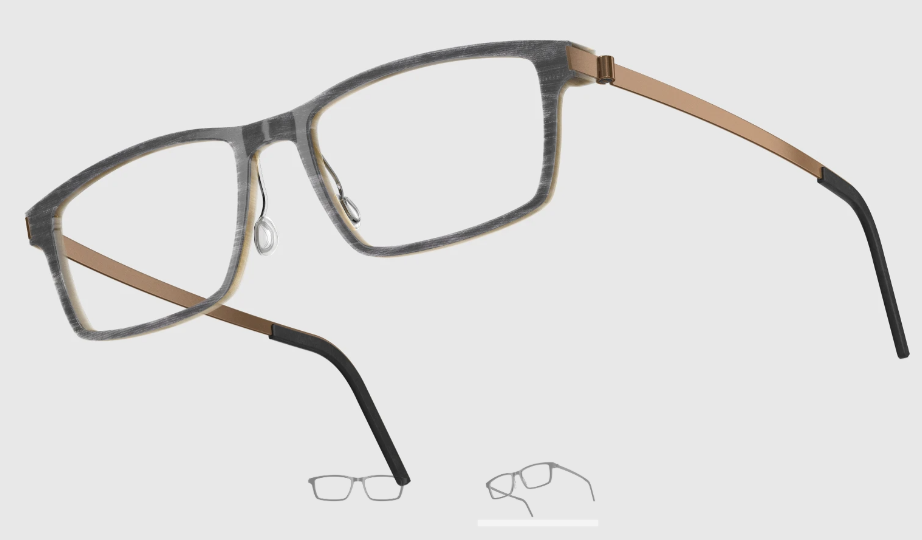 Lindberg Wood and Buffalo Titanium Rectangular Eyeglasses