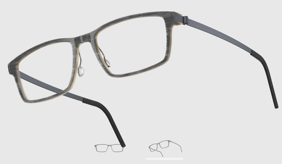 Lindberg Wood and Buffalo Titanium Rectangular Eyeglasses