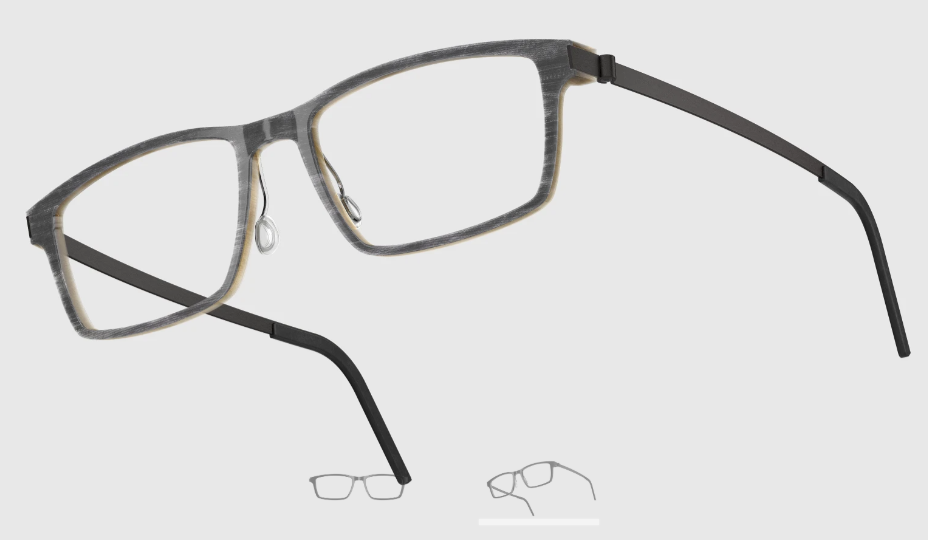 Lindberg Wood and Buffalo Titanium Rectangular Eyeglasses