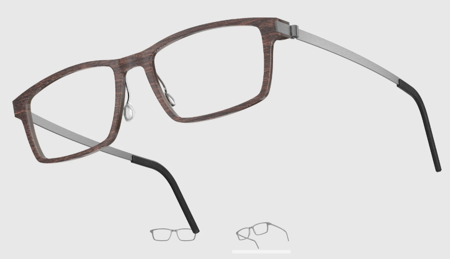 Lindberg Wood and Buffalo Titanium Rectangular Eyeglasses