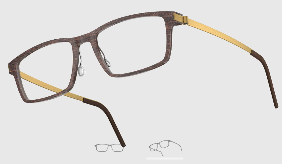 Lindberg Wood and Buffalo Titanium Rectangular Eyeglasses