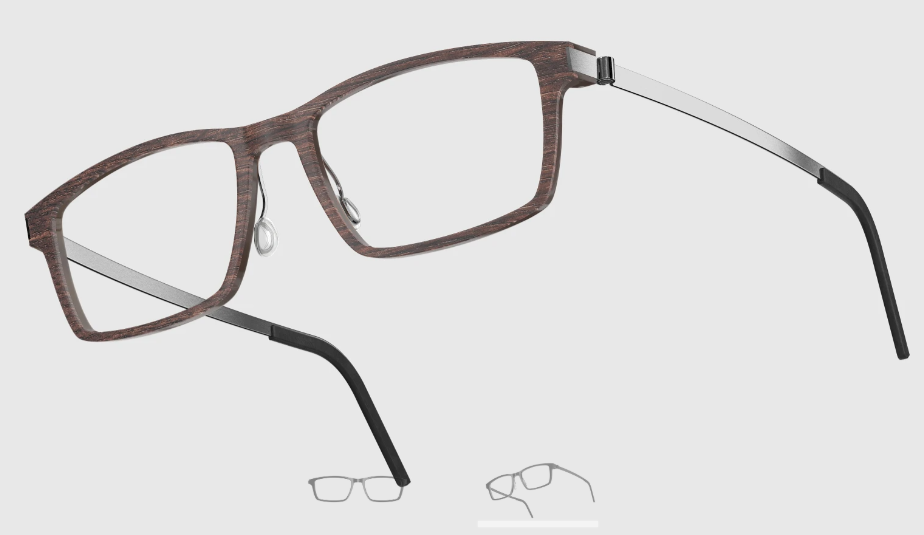 Lindberg Wood and Buffalo Titanium Rectangular Eyeglasses