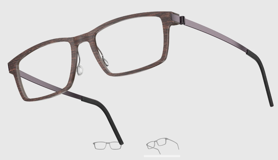 Lindberg Wood and Buffalo Titanium Rectangular Eyeglasses