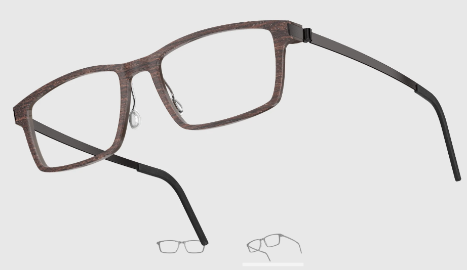 Lindberg Wood and Buffalo Titanium Rectangular Eyeglasses