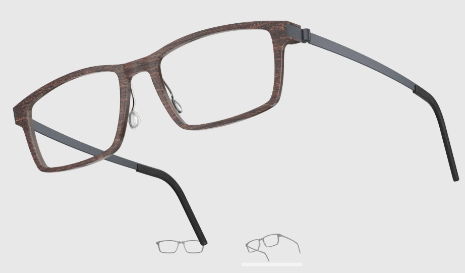 Lindberg Wood and Buffalo Titanium Rectangular Eyeglasses