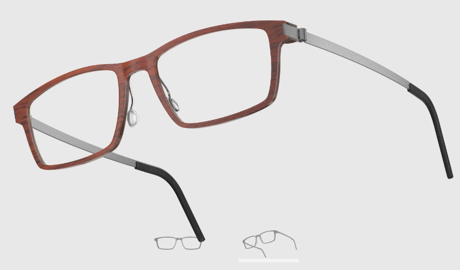 Lindberg Wood and Buffalo Titanium Rectangular Eyeglasses