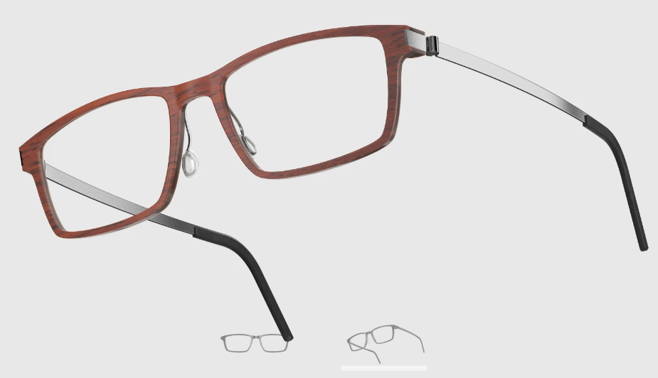 Lindberg Wood and Buffalo Titanium Rectangular Eyeglasses