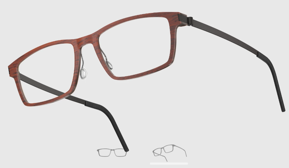 Lindberg Wood and Buffalo Titanium Rectangular Eyeglasses