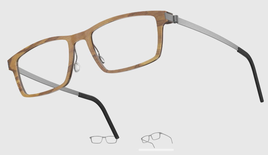 Lindberg Wood and Buffalo Titanium Rectangular Eyeglasses