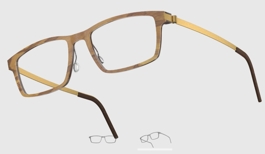 Lindberg Wood and Buffalo Titanium Rectangular Eyeglasses