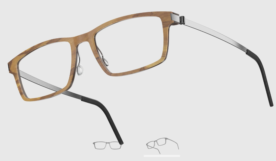 Lindberg Wood and Buffalo Titanium Rectangular Eyeglasses