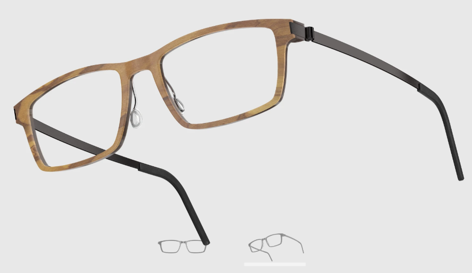 Lindberg Wood and Buffalo Titanium Rectangular Eyeglasses