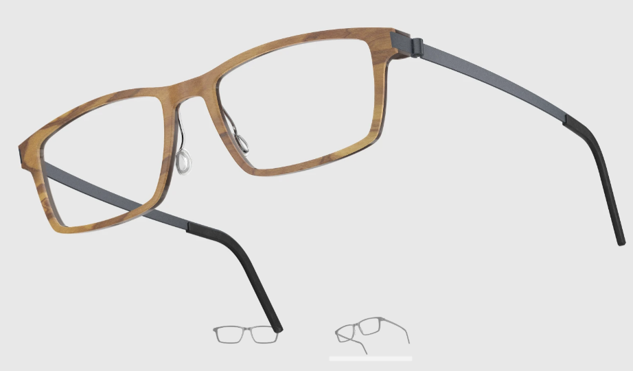 Lindberg Wood and Buffalo Titanium Rectangular Eyeglasses