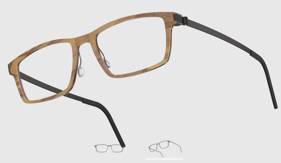 Lindberg Wood and Buffalo Titanium Rectangular Eyeglasses