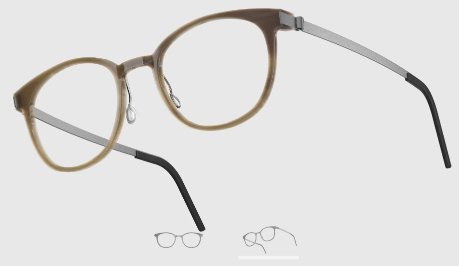 Lindberg Wood and Buffalo Titanium Round Eyeglasses