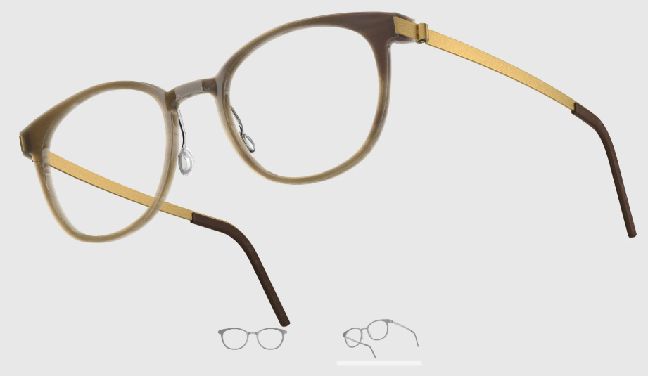 Lindberg Wood and Buffalo Titanium Round Eyeglasses