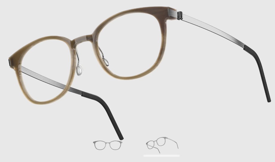 Lindberg Wood and Buffalo Titanium Round Eyeglasses