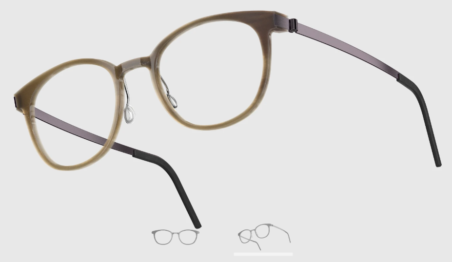 Lindberg Wood and Buffalo Titanium Round Eyeglasses