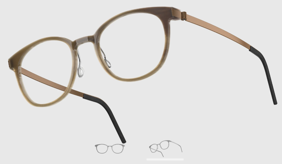 Lindberg Wood and Buffalo Titanium Round Eyeglasses