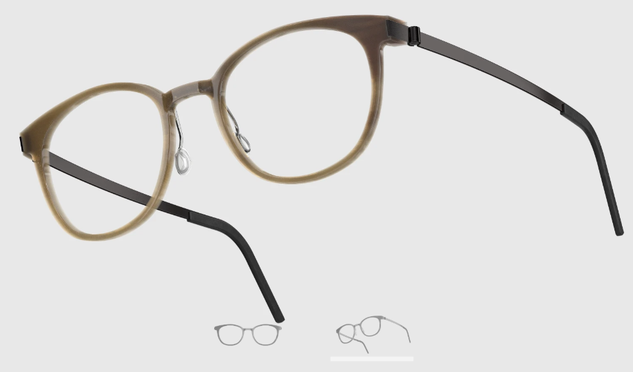 Lindberg Wood and Buffalo Titanium Round Eyeglasses