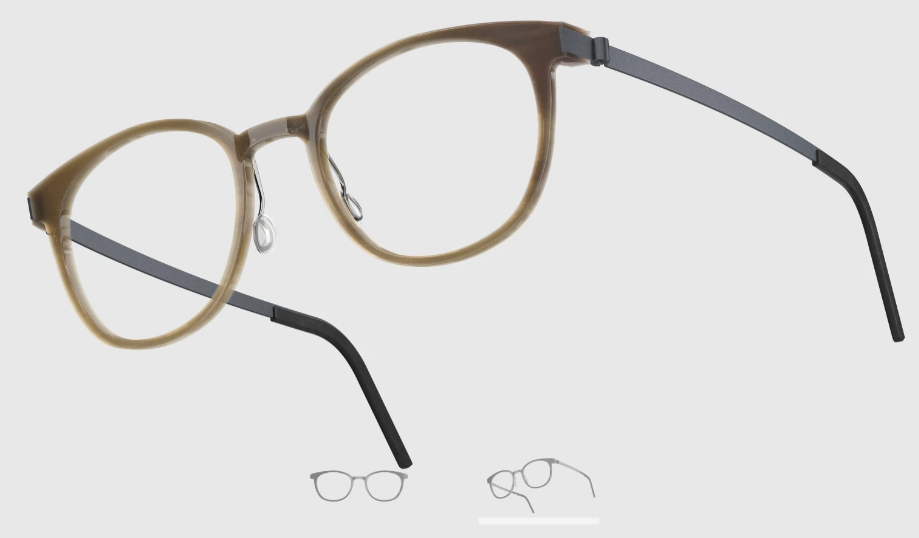 Lindberg Wood and Buffalo Titanium Round Eyeglasses