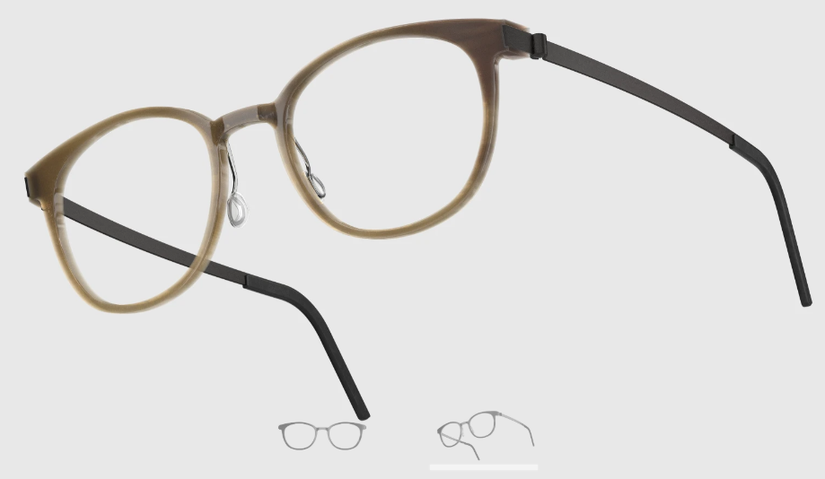 Lindberg Wood and Buffalo Titanium Round Eyeglasses