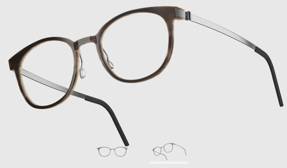 Lindberg Wood and Buffalo Titanium Round Eyeglasses