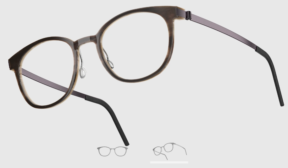 Lindberg Wood and Buffalo Titanium Round Eyeglasses