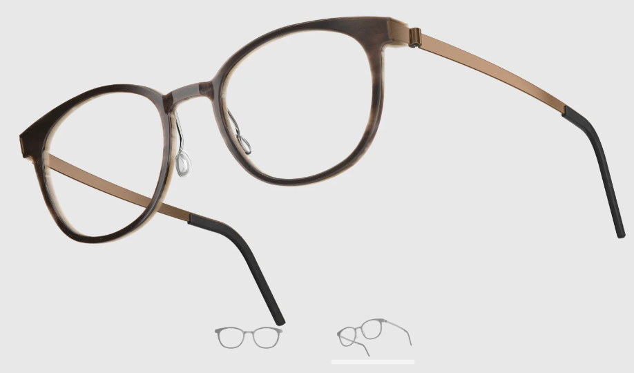 Lindberg Wood and Buffalo Titanium Round Eyeglasses