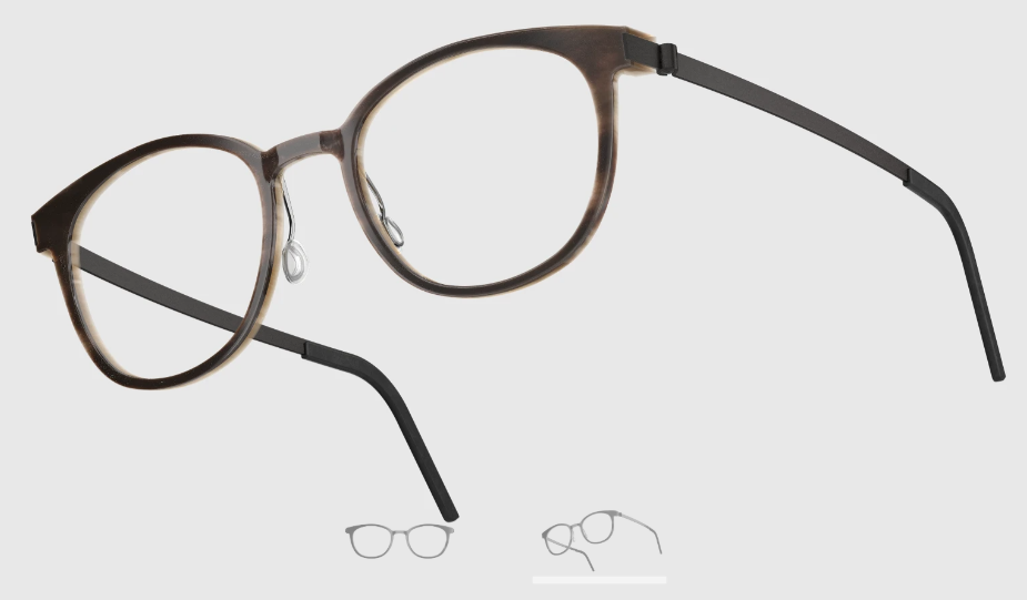 Lindberg Wood and Buffalo Titanium Round Eyeglasses