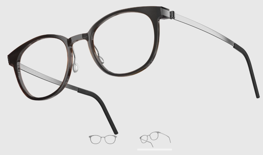 Lindberg Wood and Buffalo Titanium Round Eyeglasses