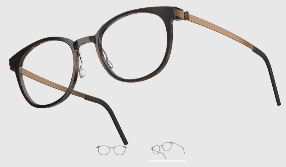 Lindberg Wood and Buffalo Titanium Round Eyeglasses