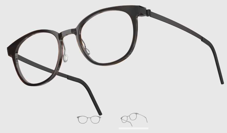 Lindberg Wood and Buffalo Titanium Round Eyeglasses