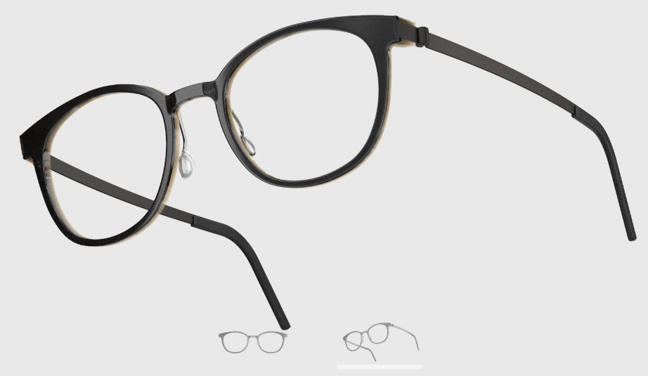 Lindberg Wood and Buffalo Titanium Round Eyeglasses