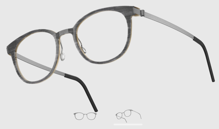 Lindberg Wood and Buffalo Titanium Round Eyeglasses