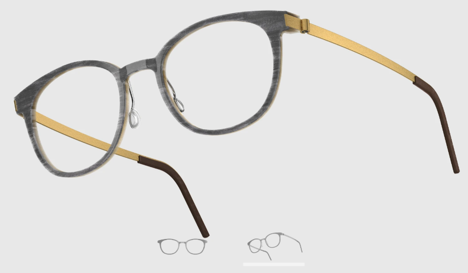 Lindberg Wood and Buffalo Titanium Round Eyeglasses