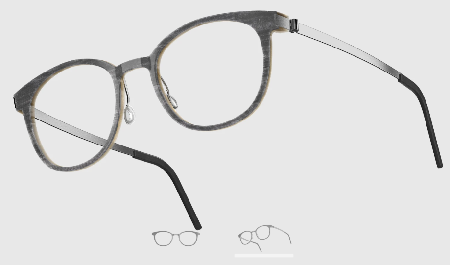 Lindberg Wood and Buffalo Titanium Round Eyeglasses