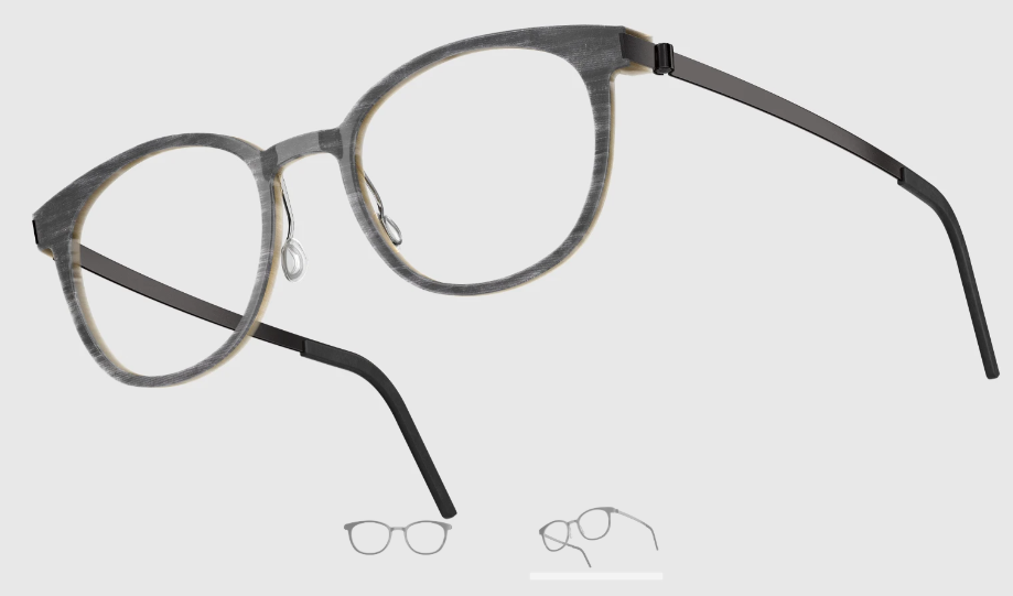 Lindberg Wood and Buffalo Titanium Round Eyeglasses