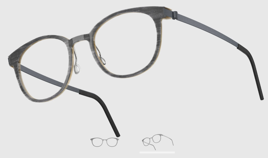 Lindberg Wood and Buffalo Titanium Round Eyeglasses