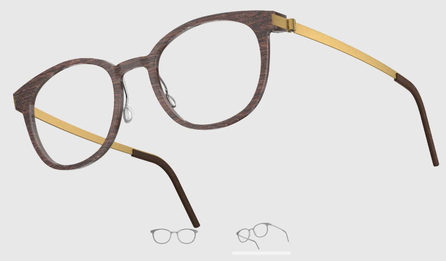 Lindberg Wood and Buffalo Titanium Round Eyeglasses