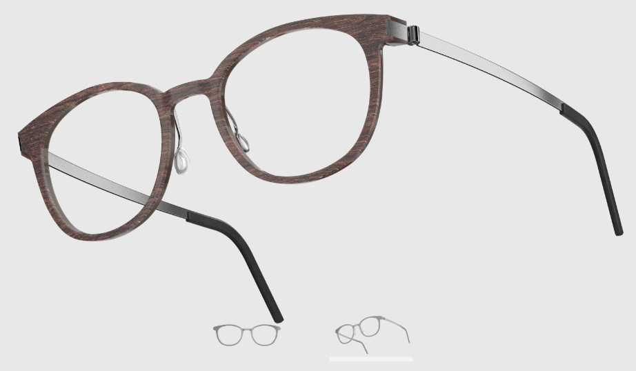 Lindberg Wood and Buffalo Titanium Round Eyeglasses