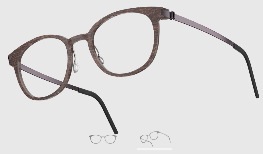 Lindberg Wood and Buffalo Titanium Round Eyeglasses