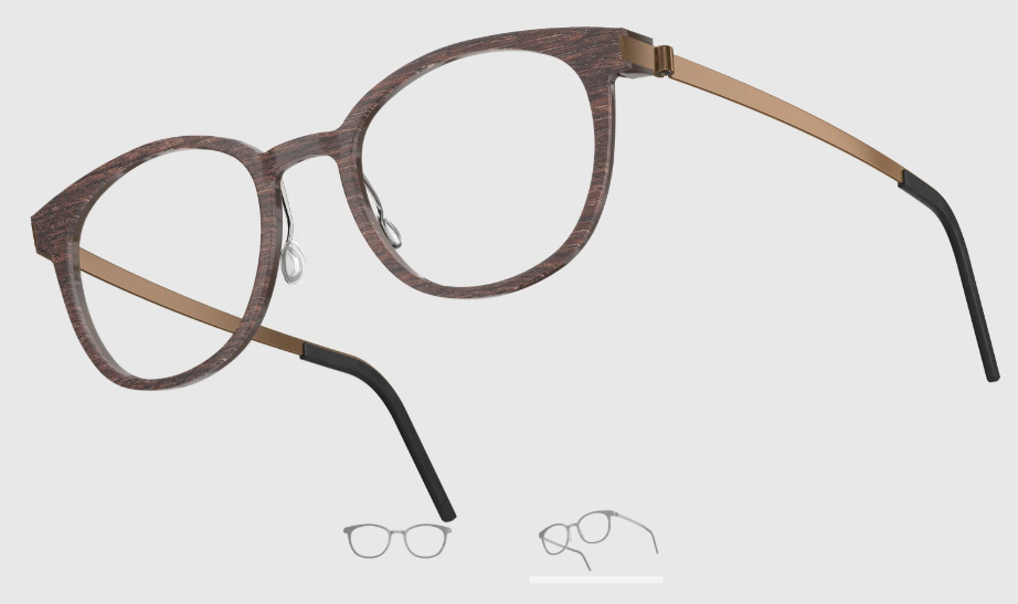 Lindberg Wood and Buffalo Titanium Round Eyeglasses