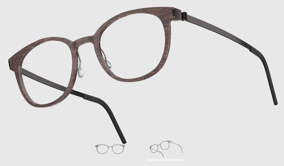 Lindberg Wood and Buffalo Titanium Round Eyeglasses